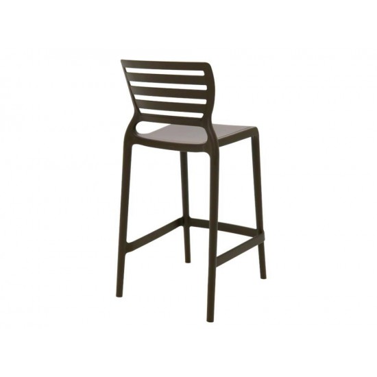 CADEIRA PLASTICA MONOBLOCO SOFIA MARROM ENCOSTO VAZADO HORIZONTAL BAR E RESIDENCIA TRAMONTINA