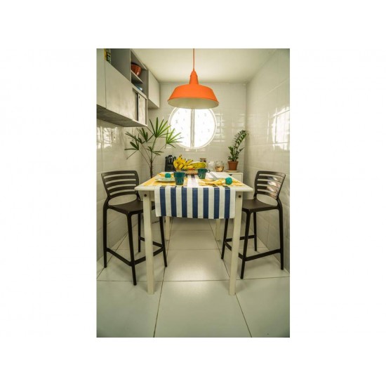 CADEIRA PLASTICA MONOBLOCO SOFIA MARROM ENCOSTO VAZADO HORIZONTAL BAR E RESIDENCIA TRAMONTINA