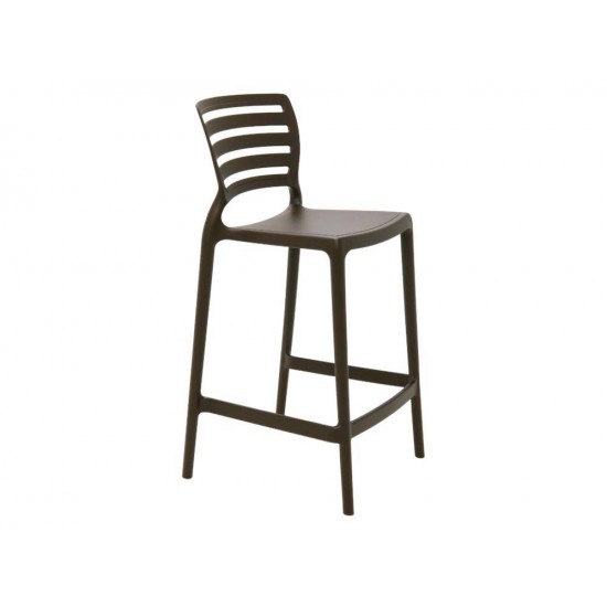 CADEIRA PLASTICA MONOBLOCO SOFIA MARROM ENCOSTO VAZADO HORIZONTAL BAR E RESIDENCIA TRAMONTINA