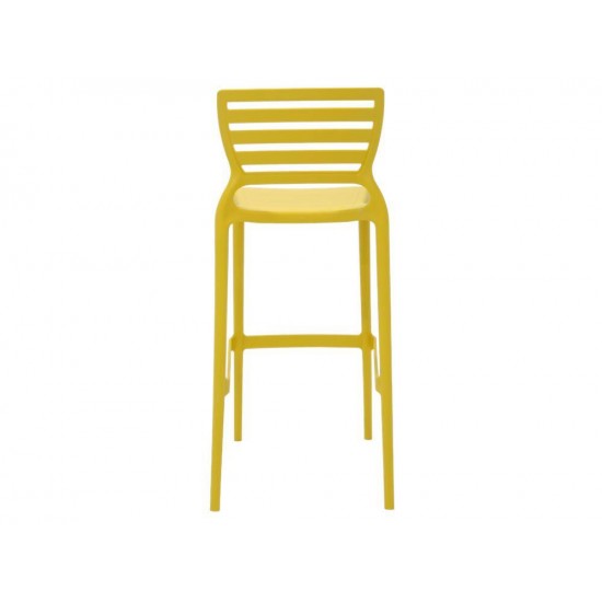 CADEIRA PLASTICA MONOBLOCO SOFIA AMARELA ENCOSTO VAZADO HORIZONTAL ALTA BAR TRAMONTINA