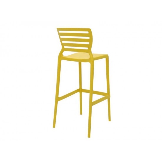 CADEIRA PLASTICA MONOBLOCO SOFIA AMARELA ENCOSTO VAZADO HORIZONTAL ALTA BAR TRAMONTINA