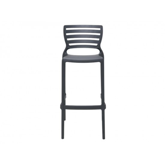 CADEIRA PLASTICA MONOBLOCO SOFIA GRAFITE ENCOSTO VAZADO HORIZONTAL ALTA BAR TRAMONTINA