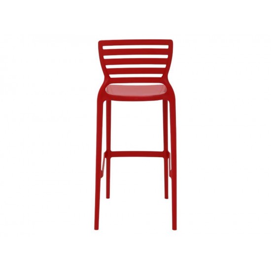 CADEIRA PLASTICA MONOBLOCO SOFIA VERMELHA ENCOSTO VAZADO HORIZONTAL ALTA BAR TRAMONTINA