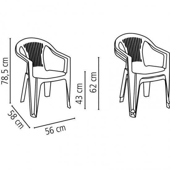 CADEIRA PLASTICA MONOBLOCO COM BRACOS GUARAPARI BRANCA