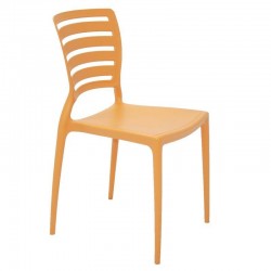 CADEIRA PLASTICA MONOBLOCO SOFIA LARANJA ENCOSTO VAZADO HORIZONTAL