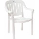 CADEIRA PLASTICA MONOBLOCO COM BRACOS MIAMI BRANCA COM O ENCOSTO VAZADO VERTICAL