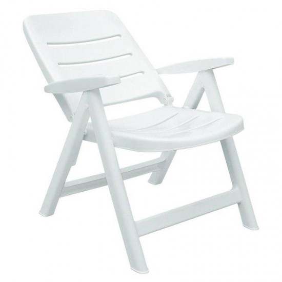 CADEIRA PLASTICA  DOBRAVEL COM BRACOS IRACEMA BRANCA COM ENCOSTO BAIXO