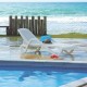 ESPREGUICADEIRA PLASTICA CANCUN BRANCA COM TELA PLASTICA AZUL