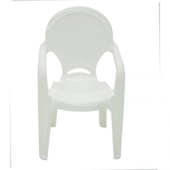 CADEIRA PLASTICA MONOBLOCO COM BRACOS INFANTIL TIQUETAQUE BRANCA