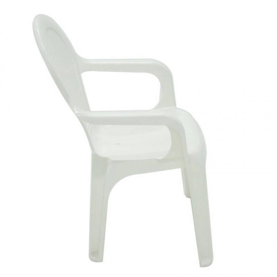 CADEIRA PLASTICA MONOBLOCO COM BRACOS INFANTIL TIQUETAQUE BRANCA