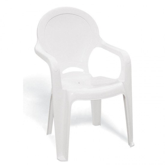 CADEIRA PLASTICA MONOBLOCO COM BRACOS INFANTIL TIQUETAQUE BRANCA