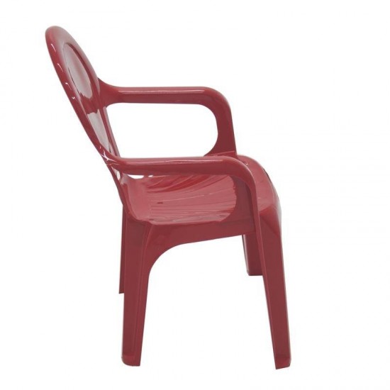 CADEIRA PLASTICA MONOBLOCO COM BRACOS INFANTIL TIQUETAQUE VERMELHA