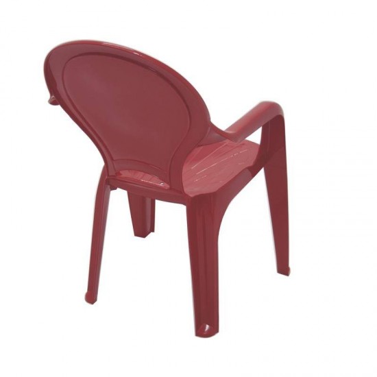 CADEIRA PLASTICA MONOBLOCO COM BRACOS INFANTIL TIQUETAQUE VERMELHA