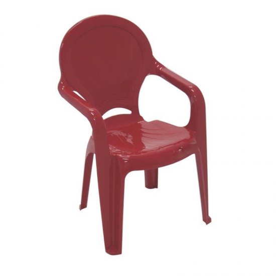 CADEIRA PLASTICA MONOBLOCO COM BRACOS INFANTIL TIQUETAQUE VERMELHA