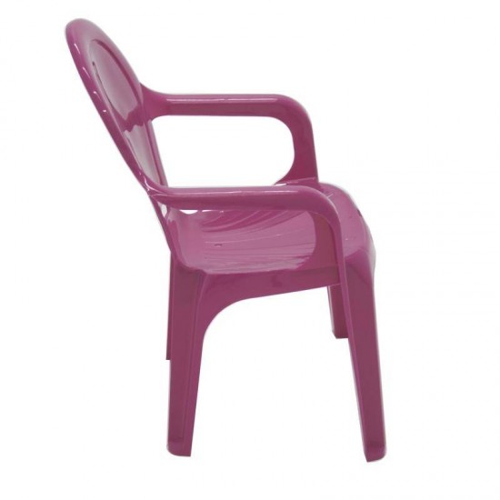 CADEIRA PLASTICA MONOBLOCO COM BRACOS INFANTIL TIQUETAQUE ROSA