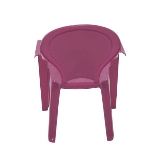 CADEIRA PLASTICA MONOBLOCO COM BRACOS INFANTIL TIQUETAQUE ROSA