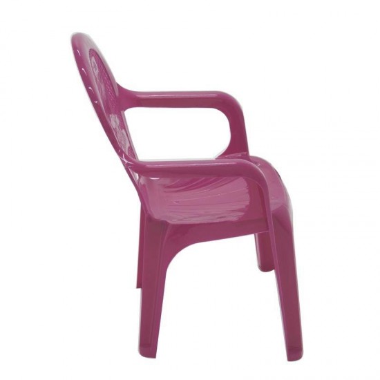 CADEIRA PLASTICA MONOBLOCO COM BRACOS INFANTIL ESTAMPADA CATTY ROSA