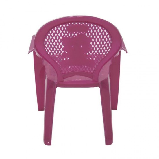 CADEIRA PLASTICA MONOBLOCO COM BRACOS INFANTIL ESTAMPADA CATTY ROSA