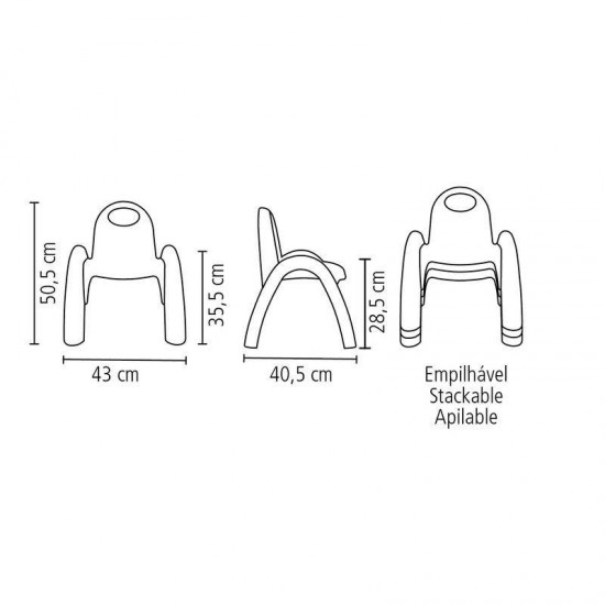 CADEIRA PLASTICA MONOBLOCO COM BRACOS INFANTIL POPI VERMELHA SEM INSERTO TRAMONTINA