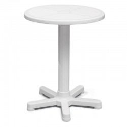 MESA PLASTICA MONTAVEL CAPRI BRANCA COM BASE E TUBO PLASTICO BRANCOS