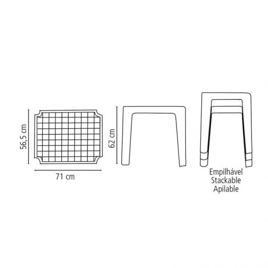 MESA PLASTICA INFANTIL VERSA LARANJA COM TAMPA DE PLASTICO AZUL