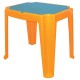 MESA PLASTICA INFANTIL VERSA LARANJA COM TAMPA DE PLASTICO AZUL