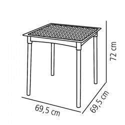 MESA PLASTICA LAURA PRETA COM PERNAS DE ALUMINIO ANODIZADO
