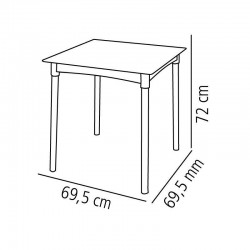 MESA PLASTICA DIANA PRETA COM PERNAS DE ALUMINIO ANODIZADO