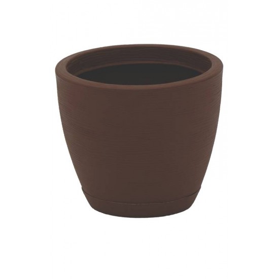 VASO COM PRATO ASTECA 38 CM EM POLIETILENO MARROM TRAMONTINA