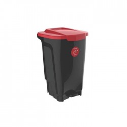 LIXEIRA EM PLASTICO T-FORCE PRETO E VERMELHO 100 LITROS