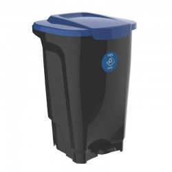 LIXEIRA EM PLASTICO T-FORCE PRETO E AZUL 100 LITROS