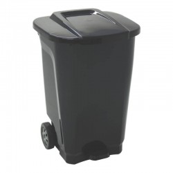LIXEIRA EM PLASTICO T-FORCE PRETO DE 100L COM EIXO DE METAL E RODAS DE BORRACHA