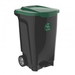 LIXEIRA EM PLASTICO T-FORCE PRETO E VERDE 100 LITROS COM RODAS
