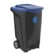 LIXEIRA EM PLASTICO T-FORCE PRETO E AZUL 100 LITROS COM RODAS