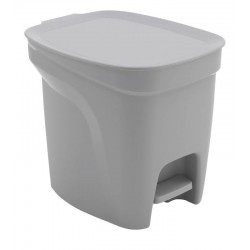 LIXEIRA BASIC COMPACT EM POLIPROPILENO CINZA COM HASTE EM ACO GALVANIZADO 7 L TRAMONTINA