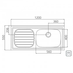 PIA DE APOIO EM ACO INOX 120X55CM TRAMONTINA FILO 56 DX
