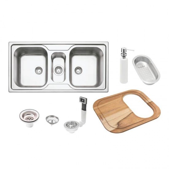 CUBA SOBREPOR ACO INOX TRAMONTINA 100X50 2C1/2 2F. COM ACESSORIOS.