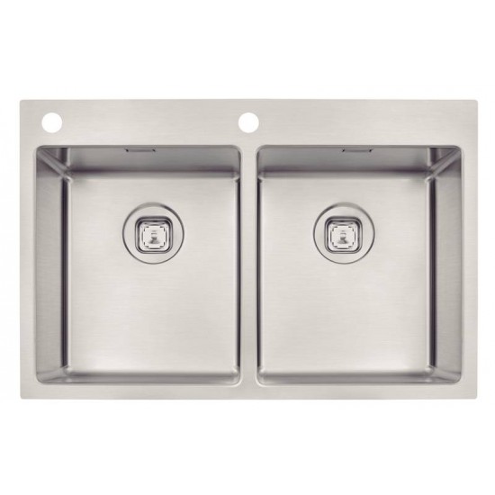 CUBA SOBREPOR DESIGN COLLECTION QUADRUM FLUSH AÇO INOX ACAB SCOTCH BRITE 77X51 CM 2 CUBA TRAMONTINA