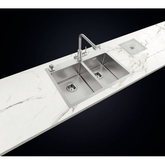 CUBA SOBREPOR DESIGN COLLECTION QUADRUM FLUSH AÇO INOX ACAB SCOTCH BRITE 77X51 CM 2 CUBA TRAMONTINA