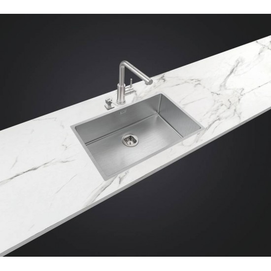 CUBA DESIGN COLLECTION QUADRUM EM AÇO INOX COM ACABAMENTO SCOTCH BRITE 70X40 CM TRAMONTINA