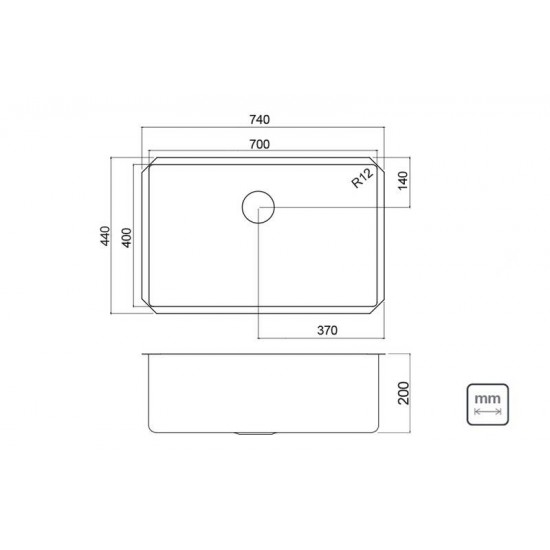CUBA DEBUTIR DESIGN COLLECTION QUADRUM UNDERMOUNT AÇO INOX ACAB SCOTCH BRITE 70U 74X44CM TRAMONTINA