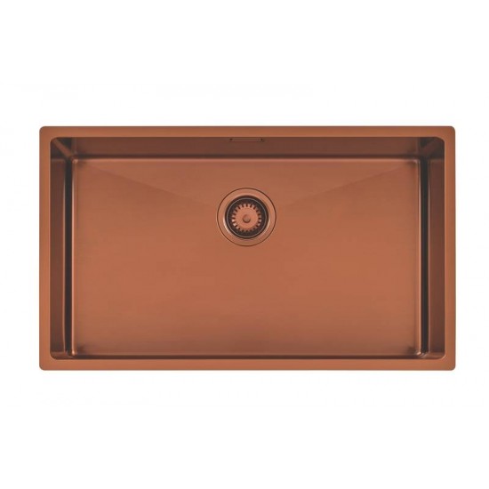 CUBA DESIGN COLLECTION QUADRUM EM AÇO INOX COM REVESTIMENTO PVD ROSE GOLD 70X40 CM TRAMONTINA