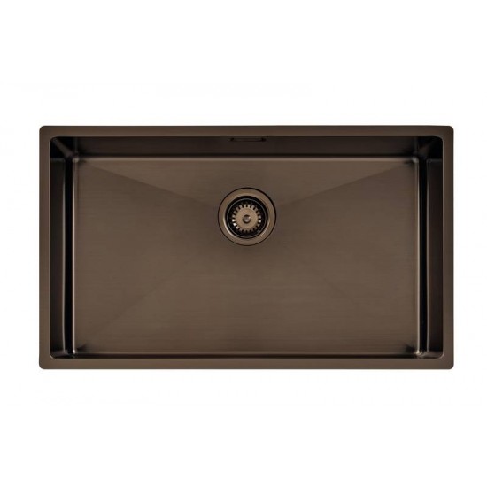 CUBA DESIGN COLLECTION QUADRUM EM AÇO INOX COM REVESTIMENTO PVD BLACK 70X40 CM TRAMONTINA