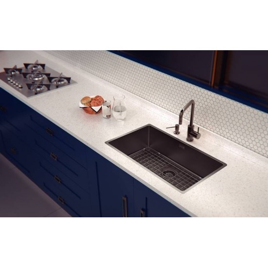 CUBA DESIGN COLLECTION QUADRUM EM AÇO INOX COM REVESTIMENTO PVD BLACK 70X40 CM TRAMONTINA