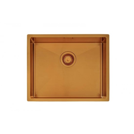 CUBA DESIGN COLLECTION QUADRUM EM AÇO INOX COM REVESTIMENTO PVD GOLD 50X40 CM TRAMONTINA