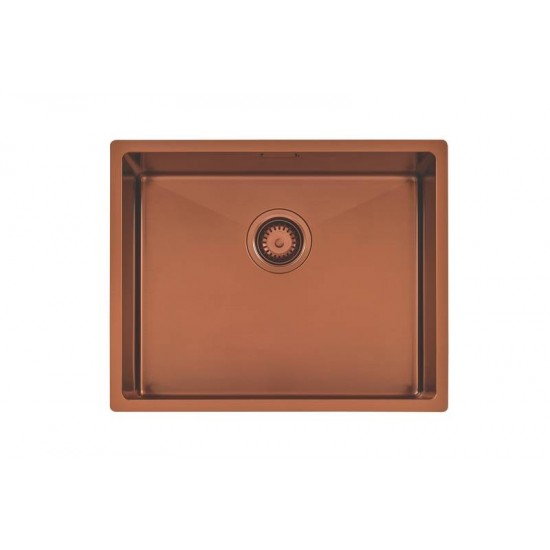 CUBA DESIGN COLLECTION QUADRUM EM AÇO INOX COM REVESTIMENTO PVD ROSE GOLD 50X40 CM TRAMONTINA