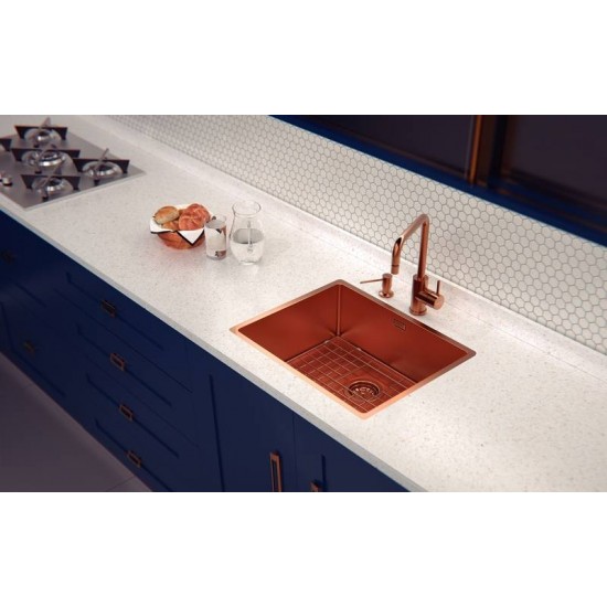 CUBA DESIGN COLLECTION QUADRUM EM AÇO INOX COM REVESTIMENTO PVD ROSE GOLD 50X40 CM TRAMONTINA
