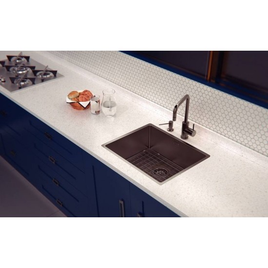 CUBA DESIGN COLLECTION QUADRUM EM AÇO INOX COM REVESTIMENTO PVD BLACK 50X40 CM TRAMONTINA