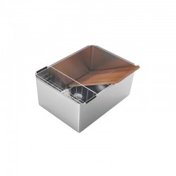 TANQUE EM ACO INOX 60X50CM JUMBO 91L  COM VALVULA. CESTO ARAMADO EM INOX E TABUA EM MADEIRA