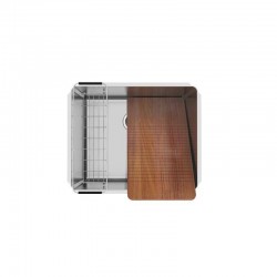 TANQUE EM ACO INOX 60X50CM JUMBO 91L  COM VALVULA. CESTO ARAMADO EM INOX E TABUA EM MADEIRA